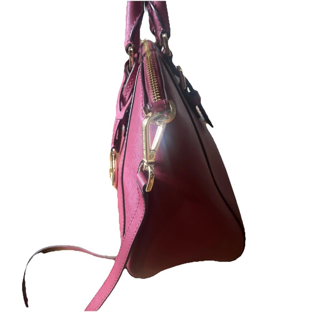 Michael Kors Ciara Saffiano Leather Raspberry Pink Satchel Crossbody Versatile - Picture 4 of 16